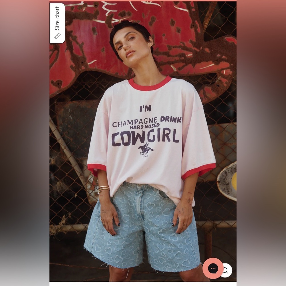 SABBI - THE VERY OVERSIZED CHAMPAGNE COWGIRL TEE - PINK